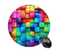 Rainbow Color Plaid-png Round Mouse Pad Smooth Glide Gaming Mousepad Extra Density Portable Comfortable Mouse Mat for Desk, Home, Office 7.8x7.8 Inches