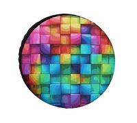 Rainbow Color Plaid-png Tire Covers Waterproof Anti UV Tire Cover 24inch Single Axle Wheel Covers for RV Truck SUV Trailer Universal for All Seasons