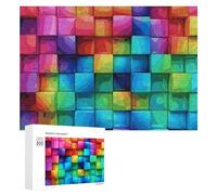 Rainbow Color Plaid-png Wooden Puzzles for Adults 300 PCS Unique Shape Puzzles Wall Art Home Decor for Puzzle Lovers, Family, Friend Creative Gift Toys