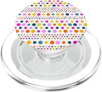 Rainbow Color Polka Dot Horizontal Stripe White Shapes Mania PopSockets PopGrip for MagSafe