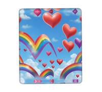 Rainbow Color Pride Gay Hearts Print Large Mouse Pad, Washable Mouse Pad Cloth for Laptop or Desktop Computer
