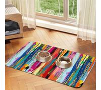Rainbow Color Printing Feeding Mat For Dogs Cats Pet Absorbent Leather Tablecloth 23.62in*15.75in Cat Dog