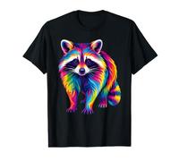 Rainbow Color Raccoon Art Value Graphic T-Shirt