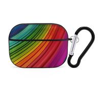 Rainbow Color Stripe AirPods Pro Case Cover with Keychain Ring PC Hard Shell Protective Case for AirPods Pro 2nd for Women Men Generation Easy Open Full Drop Protection Cover Black-Style