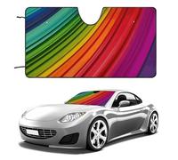 Rainbow Color Stripe Car Windshield Sun Shade Keep Car Interior Cool 55"x30" Folding Front Window Sun Shade, Heat Shield for SUV, Truck, Blocks UV