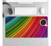 Rainbow Color Stripe Gaming Mouse Pad 12x24 Inch Desk Pad Protector Waterproof Non-Slip Rubber Base Keyboard Mat Extra Large Desktop Mat for Office Home Computer Laptop Table Accessory