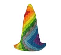 Rainbow Color Stripe Hooded Cape For Teenagers, Unisex Cloak Robe Hooded Halloween Costume Satin Witches Vampire Cloak Fancy Dress Up Children