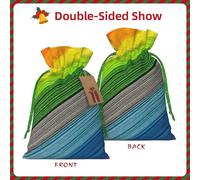 Rainbow Color Stripe Print Christmas Bag Festive Present Sack Xmas Drawstring Bags Party Decor Gift
