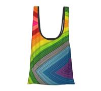 Rainbow Color Stripe Print Foldable Reusable Grocery Bag Lightweight Shopping Tote for Groceries Travel Beach Eco-Friendly Compact Adventure Tote