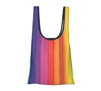 Rainbow Color Stripe Print Foldable Reusable Grocery Bag Lightweight Shopping Tote for Groceries Travel Beach Eco-Friendly Compact Adventure Tote