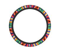 Rainbow Color Stripe Print Non Slip Car Steering Wheel Cover Soft Comfort Heat Insulation Stylish Decorative
