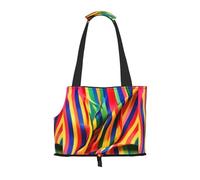 Rainbow Color Stripe Print Pet Tote Bag, Foldable Portable Single Shoulder Pet Carrier For Small Dogs Cats
