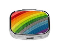 Rainbow Color Stripe Print Pill Box 2 Compartment Medicine Pill Case,Portable for Pocket Or Purse Pill Box Decorative Metal Medicine Organizer