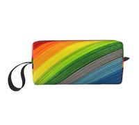 Rainbow Color Stripe Print Simple Organizer Pouch, Lightweight Travel Bag, Foam Padded Cosmetic Case