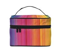 Rainbow Color Stripe -Print Waterproof Cosmetic Bag for Travel & Gym - Large Makeup Organizer Compartments, Premium Twill Fabric, Leak-Proof Design