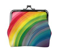 Rainbow Color Stripe Print Women'S Kiss Lock Coin Pouch, Mini Wallet For Cards And Lipstick, Soft Compact Purse