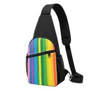 Rainbow Color Stripe Printed Chest Bag Sling Bag for Men Women, Outdoor Crossbody Fanny Packs Hiking Chest Packs Sport Daypacks