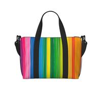 Rainbow Color Stripe Printed Travel Bag Duffle Bag for Men Women, Large Water Resistant Gym Bag Weekend Holdall Bag with Shoulder Strap