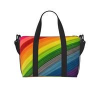 Rainbow Color Stripe Printed Travel Duffel Bag Foldable Gym Duffel Bag Suitable for Travel Work Gym etc