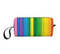 Rainbow Color Stripe Printed Travel Makeup Bag Portable Cosmetic Bag Makeup Case Toiletry Handbag Organiser for Women