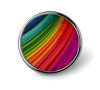 Rainbow Color Stripe Round Badge Cute Enamel Lapel Pin Brooches Button Pin Personalized Clothing Decoration Unisex Badge Holder Hats Bags Shirts Decor