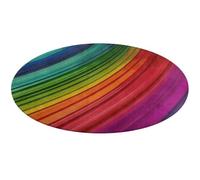 Rainbow Color Stripe Round Rug Soft Absorbent Bath Mat Entryway Anti Slip Rugs Farmhouse Front Back Door Mat 80 * 80cm for Bedroom Living Room Home Decorative