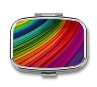 Rainbow Color Stripe Weekly AM/PM Pill Organizer.Waterproof Portable Compact Travel Pill Organizers.Small Pill Box for Medicine Holder for Vitamins Medication.