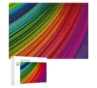 Rainbow Color Stripe Wooden Puzzles for Adults 300 PCS Unique Shape Puzzles Wall Art Home Decor for Puzzle Lovers, Family, Friend Creative Gift Toys
