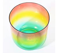 Rainbow Colored Clear Quartz Crystal 6 Inch Singing Bowl, Calm Mind, Ease Soul, Balancing Body Chakra, Adjusting Emotional State, With Carry Bag (Color : 440Hz, Size : C Tone)