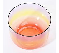 Rainbow Colored Clear Quartz Crystal 6 Inch Singing Bowl, Calm Mind, Ease Soul, Balancing Body Chakra, Adjusting Emotional State, With Carry Bag (432hz B Tone)