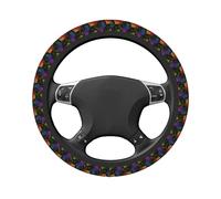 Rainbow-Colored Flowers And Leaves Car Stretch Steering Wheel Cover Universal 15 Inch,Anti-Slip Steering Wheel Covers, Breathable For Suvs Trucks