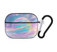 Rainbow Colored Galaxy Airpod Pro Case Cover Wireless Earbuds Case Protective Cover with Keychain Compatible with AirPods 1st & 2nd Generation Full Protective, Front LED Visible Black