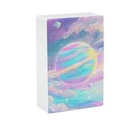 Rainbow Colored Galaxy Cigarette Case Hard Plastic Flip-Top Slim Pocket-Size Cigarette Holder for 18-20 King Size Cigarettes Crush-Proof Cig Case Reusable Smoking Accessories for Men Women