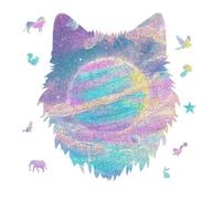 Rainbow Colored Galaxy Jigsaw Puzzle 175PCS Wolf Head Design Puzzle Wooden Jigsaw Puzzles for Adults Families