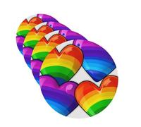 Rainbow Colored Gay Pride Hearts 4 Pcs Car Air Freshener Lavender Hanging Scented Cards Automotive Scented Hanging Sheets Round Shape For Car Home Office Closet Bathroom