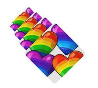 Rainbow Colored Gay Pride Hearts 4 Pcs Car Air Freshener Lavender Hanging Scented Cards Automotive Scented Hanging Sheets Square For Car Home Office Closet Bathroom
