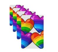 Rainbow Colored Gay Pride Hearts 4 Pcs Car Air Freshener Lavender Hanging Scented Cards Automotive Scented Hanging Sheets Rectangle For Car Home Office Closet Bathroom