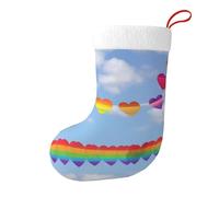 Rainbow Colored Gay Pride Hearts Christmas Stocking, Candy Gift Bags, Hanging Stocking Ornament, Christmas Decorations