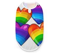 Rainbow Colored Gay Pride Hearts Dog Shirt Quick Dry Breathable Pet T-Shirt Soft Stretchy Sleeveless Vest Dog Apparel XL