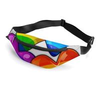 Rainbow Colored Gay Pride Hearts Fanny Packs with Zipper, Personalized Waist Bags with Multiple Pockets, Adjustable Sling Bag for Travel, Waterproof Belt Bag, Crossbody Bags for Unisex