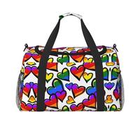 Rainbow Colored Gay Pride Hearts Handheld Crossbody Travel Bag Weekender Bag Carry Travel Bag Duffle Bag Gym Bag for Men Women