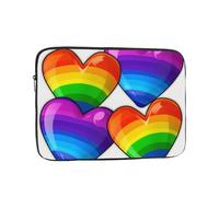 Rainbow Colored Gay Pride Hearts Laptop Case 15 inch, Water Resistant Laptop Sleeve Shockproof Protective Traveling Computer Bag Portable Business Briefcase for Men Women