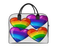 Rainbow Colored Gay Pride Hearts Laptop Tote Bag Casual Travel Handbag Multi Pocket Shoulder Bags for Work Travel