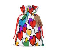 (Rainbow Colored Gay Pride Hearts) Large Reusable Burlap Pouches Rustic Wedding Favor Xmas Bags Drawstring Gift Sacks Bulk Party. S Size