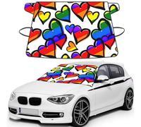 Rainbow Colored Gay Pride Hearts Print Car Windshield Snow Cover, Windshield Cover For Ice And Snow Automotive Accessories