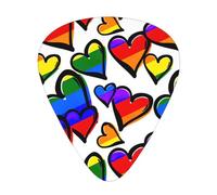 Rainbow Colored Gay Pride Hearts print Guitar Picks 12 Pack Assorted Thickness for Guitar,ukulele,0.46/0.71/0.96mm