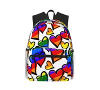 Rainbow Colored Gay Pride Hearts Print Laptop Rucksack For School Teens