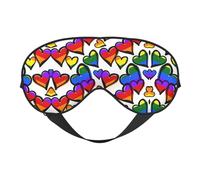 Rainbow Colored Gay Pride Hearts Print Satin Sleep Mask & Eye Mask | Deep Dream Sleep Masks for Women & Men | Soft Sleeping Eye Mask to Nourish Skin