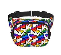Rainbow Colored Gay Pride Hearts Print Stylish and Practical Waist Bag,Adjustable,Perfect for Travel,and Outdoor Activities