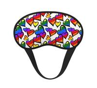Rainbow Colored Gay Pride Hearts Print Unisex Blackout Sleep Mask Comfortable Eye Mask for Travel Meditation Sleep Travel
